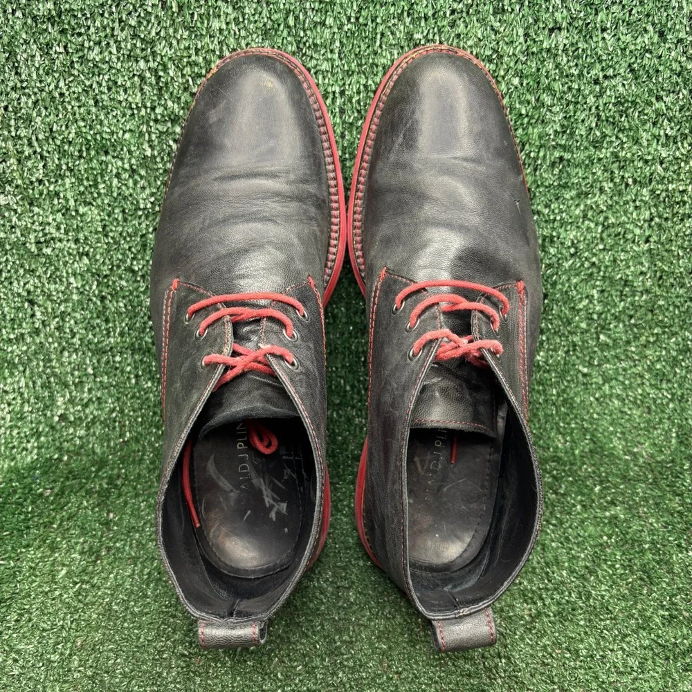 Donald J Pliner EYES E6 Leather Red Sole Chukka Desert Boots Black Mens Size 9 M